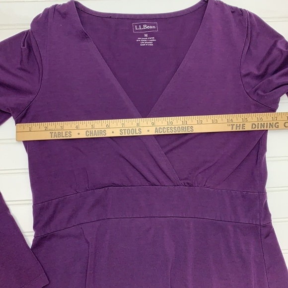 L.L. Bean purple wrap bodice long sleeve dress M - Picture 7 of 11